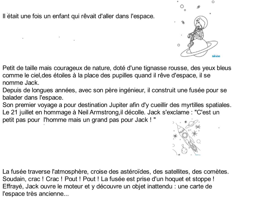 Le Conte De L Espace Ecrit Par Tous Les Eleves De L Ecole Ecole Sainte Anne